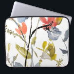 Housse Pour Ordinateur Portable Superposition de fleurs - Aquarelle Fleurs et tige<br><div class="desc">Flower Overlay II par Jennifer Goldberger. Présente des fleurs et des tiges dans un style aquarelle.</div>