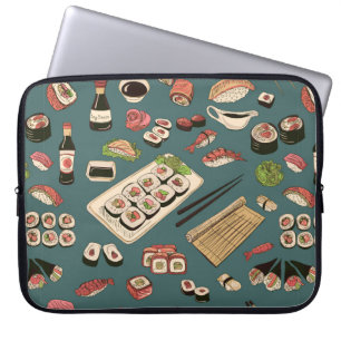 Housse Pour Ordinateur Portable Sushi coloré et rouleaux sans couture motif, exce