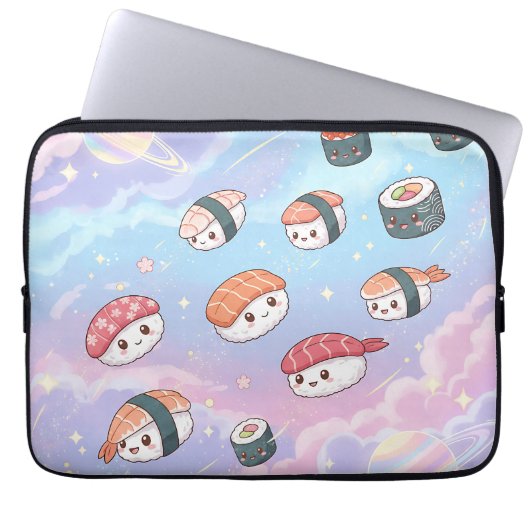 Housse Pour Ordinateur Portable Sushi Flying in Pastel Galaxy Sky (Devant)