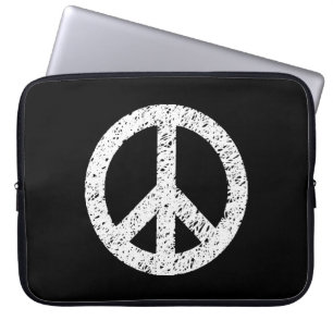 Housse Pour Ordinateur Portable Symbole de la paix tendu de Scribble - Blanc sur N