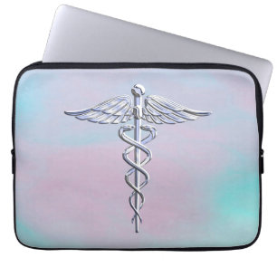 Housse Pour Ordinateur Portable Symbole Médicale de caducée sur le décor de per