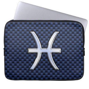 Housse Pour Ordinateur Portable Symbole zodiaque Poissons Marine Blue Carbon Fiber