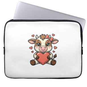 Housse Pour Ordinateur Portable T-shirt avec gravure vintage de bébé vache mignonn