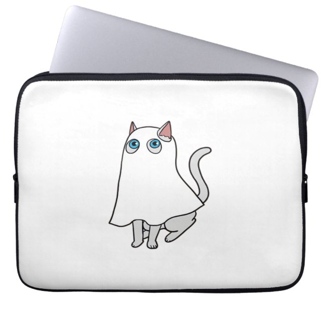 Housse Pour Ordinateur Portable T-Shirt classique de chat fantôme_1 (Devant)