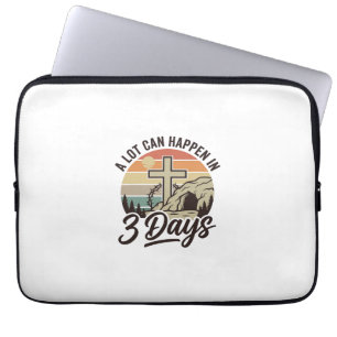 Housse Pour Ordinateur Portable T-Shirt D Cave Croix Rétro 3 Jours Pâques Chrétien