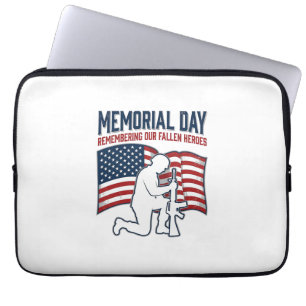 Housse Pour Ordinateur Portable T-shirt de soldat patriotique Jour du Souvenir Hér