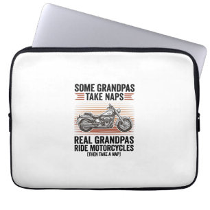 Housse Pour Ordinateur Portable T-shirt drôle de grand-père moto gravure vintage