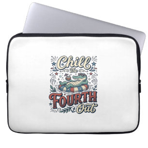 Housse Pour Ordinateur Portable T-shirt patriotique Chill The Fourth Out Alligator