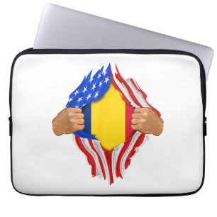 Housse Pour Ordinateur Portable T-Shirt Sang Roumain en Moi Drapeau de la Roumanie