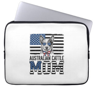 Housse Pour Ordinateur Portable T-shirt vintage patriotique Maman Blue Heeler_