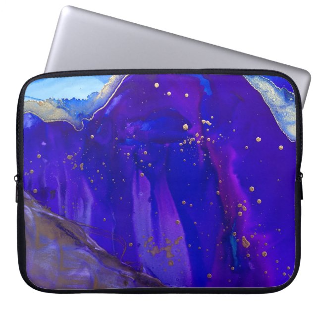 Housse Pour Ordinateur Portable Tableau abstrait bleu et blanc (Devant)