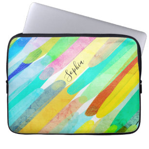 Housse Pour Ordinateur Portable Taches de couleur diagonales, nom, les années 70 a