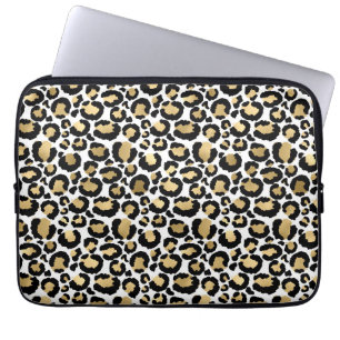 Housse Pour Ordinateur Portable Taches de léopard monochromes élégantes et glamour