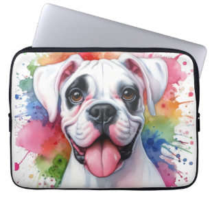 Housse Pour Ordinateur Portable Taches de peinture aquarelle de chien Boxer