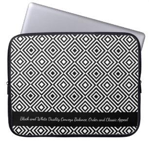 Housse Pour Ordinateur Portable Tagline Motif en carreaux blancs noirs
