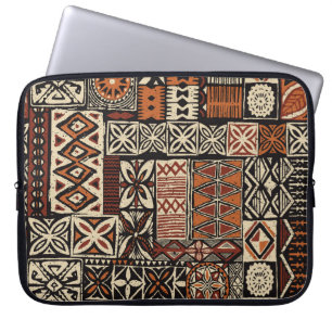 Housse Pour Ordinateur Portable Tapa tissu tribal de style hawaïen abstrait patchw