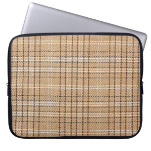 Housse Pour Ordinateur Portable Tartan Beige : Tissu Plaid Classique.