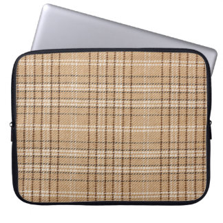 Housse Pour Ordinateur Portable Tartan Beige : Tissu Plaid Classique.