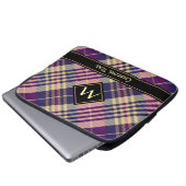 Housse Pour Ordinateur Portable Tartan mauve, or et bleu (Devant bas)