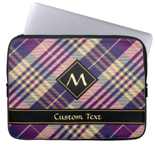 Housse Pour Ordinateur Portable Tartan mauve, or et bleu