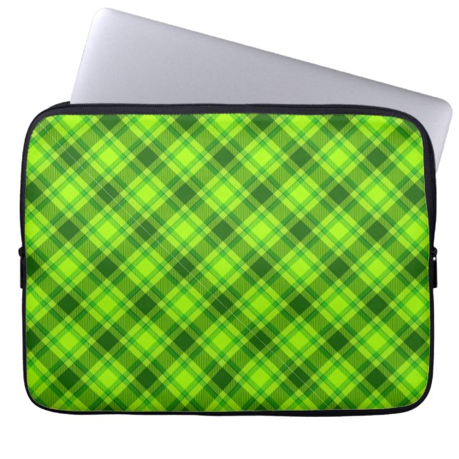 Housse Pour Ordinateur Portable Tartan vert À damiers Motif plaid-57578 (Devant)