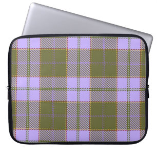 Housse Pour Ordinateur Portable Tartan vert et violet Plaid écossais sans fil Pa