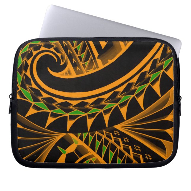 Housse Pour Ordinateur Portable tatoos polynésiens tribaux de tourbillonnement (Devant)