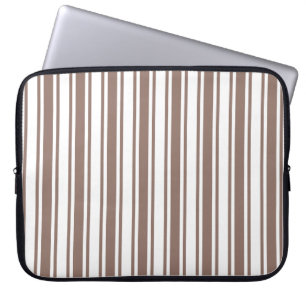 Housse Pour Ordinateur Portable Taupe brun et blanc bonbons rayures