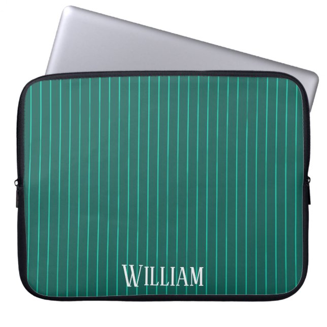 Housse Pour Ordinateur Portable Teal pinstripes (Devant)