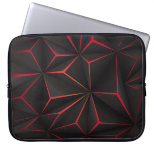 Housse Pour Ordinateur Portable techno futuriste Abstrait en polygone noir