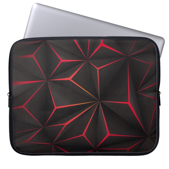Housse Pour Ordinateur Portable techno futuriste Abstrait en polygone noir (Devant)