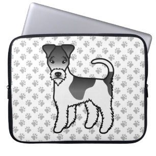 Housse Pour Ordinateur Portable Teckel à poil dur noir et blanc Chien de dessin an
