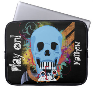 Housse Pour Ordinateur Portable Tendance Grunge Skull Piano Music Portable