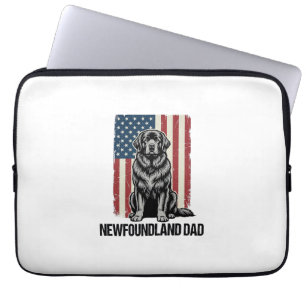 Housse Pour Ordinateur Portable Terre-Neuve Papa Chien Patriotique Vintage