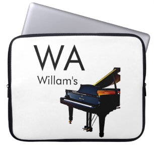 Housse Pour Ordinateur Portable Texte de nom de lettre initiale de monogramme pian