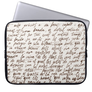 Housse Pour Ordinateur Portable Texte du manuscrit d'encre Brown rétro