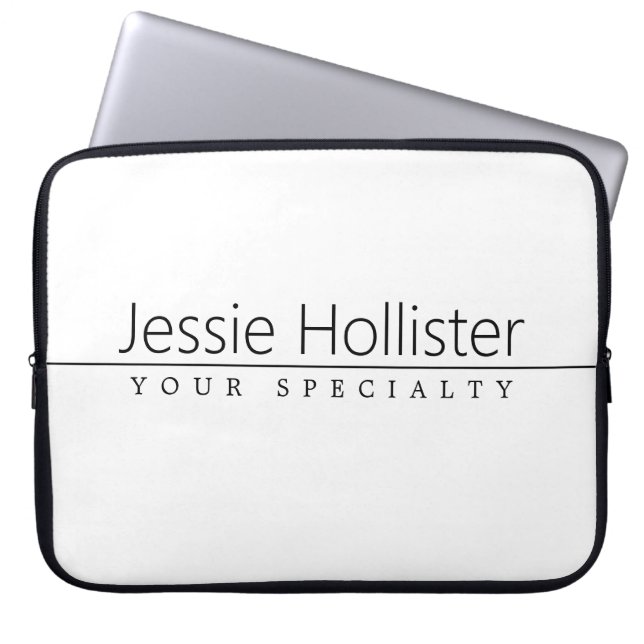 Housse Pour Ordinateur Portable Texte noir classique simple sur blanc (Devant)