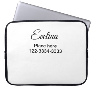 Housse Pour Ordinateur Portable Texte simple minimal ajoutez votre nom lieu ville