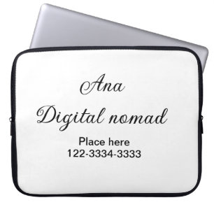 Housse Pour Ordinateur Portable Texte simple minimal ajoutez votre nom lieu ville