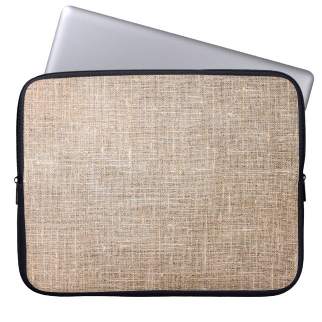 Housse Pour Ordinateur Portable Textile jute texture tissu brun (Devant)