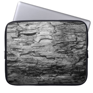 Housse Pour Ordinateur Portable Texture bois noir et blanc