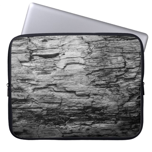 Housse Pour Ordinateur Portable Texture bois noir et blanc (Devant)