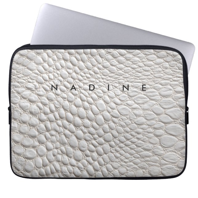 Housse Pour Ordinateur Portable Texture cuir blanc (Devant)