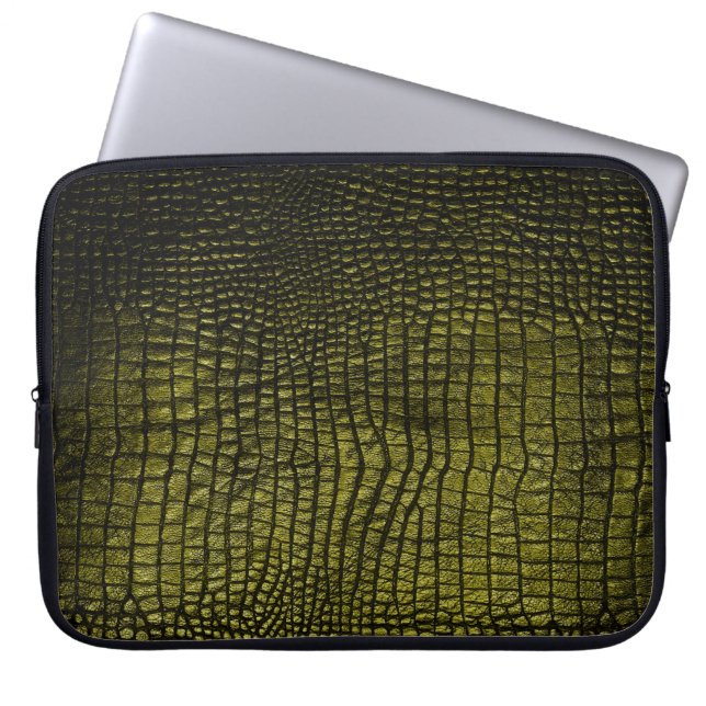 Housse Pour Ordinateur Portable Texture de crocodile foncé de luxe (Devant)