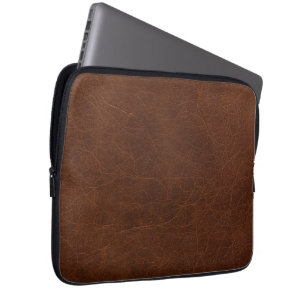 Housse Pour Ordinateur Portable Texture de cuir brun élégant