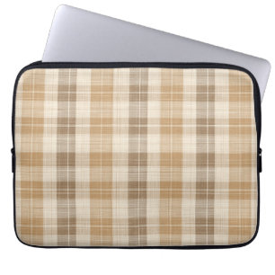 Housse Pour Ordinateur Portable Texture de lin à carreaux beige chaud avec tissage