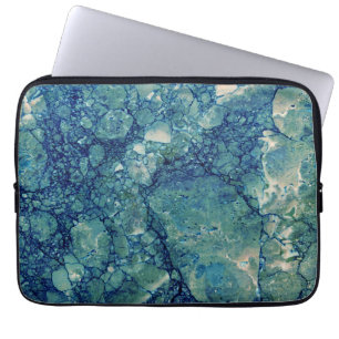 Housse Pour Ordinateur Portable Texture de marbre bleu sarcelle vert