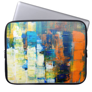 Housse Pour Ordinateur Portable Texture de toile peinte. Ombrage rouge et bleu sur