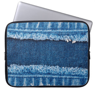 Housse Pour Ordinateur Portable Texture en tissu de jean denim bleu