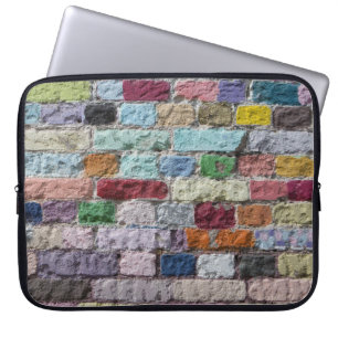 Housse Pour Ordinateur Portable Texture murale en brique peinte colorée